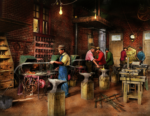Blacksmith - Blacksmithing school 1899 by Mike Savad Blacksmith - Blacksmithing school 1899 by Mike Savad